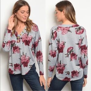 Floral print top long sleeve top